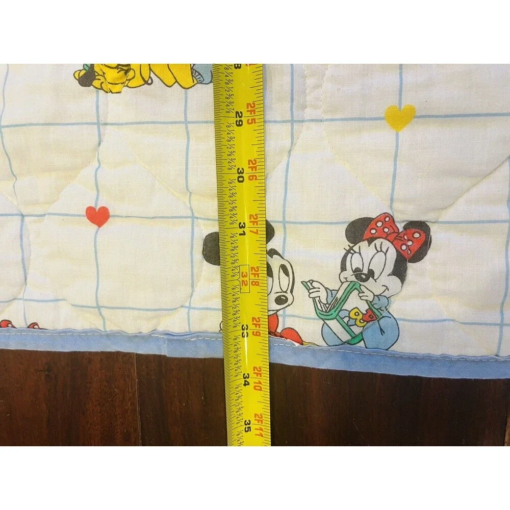 Vintage Mickey Mouse Baby Blanket Quilt Minnie Donald Pluto 80'S Disney Toddler
